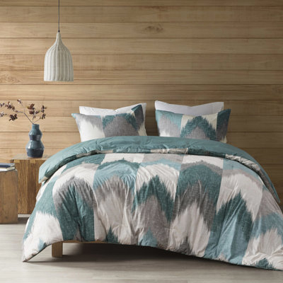 Édredon très grand / très grand lit, coton imprimé avec rembourrage, 3 taies décoratives couleur, coton, rembourré,