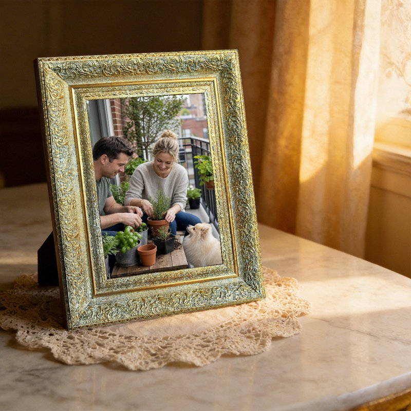 Cadre antique poli 1PC pour présentation de photos et d'anniversaires 8 po x 10 po, Antique Gold, 1, 8" W x 10" H