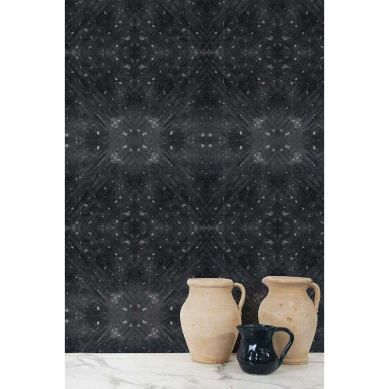 Abra Celestial Diamonds Premium Matte 10' L x 24" W Wallpaper Roll, Non-Woven, Self-adhesive, Black