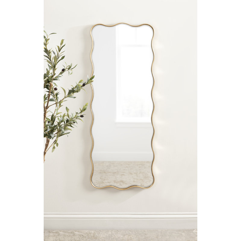 Miroir de salle de bain rectangulaire festonné, Doré, 47,25 po x 18 po