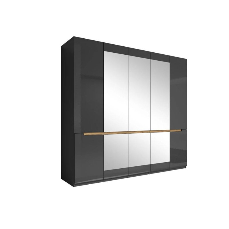 Batish 5 Door Manufactured Wood Wardrobe, Gray Gloss