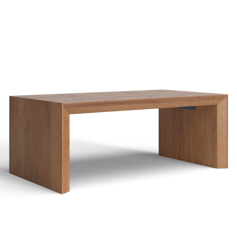 Natural Brown Wood Veneer Rectangular Cocktail Table