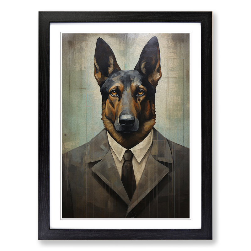 German Shepherd Dadaism - Framed Print, Black Framed, 34cm H x 25cm W