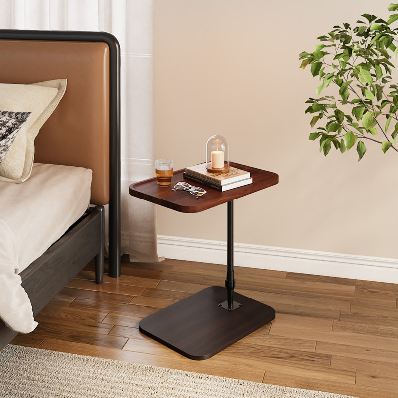 Tray Top Pedestal End Table, Brown