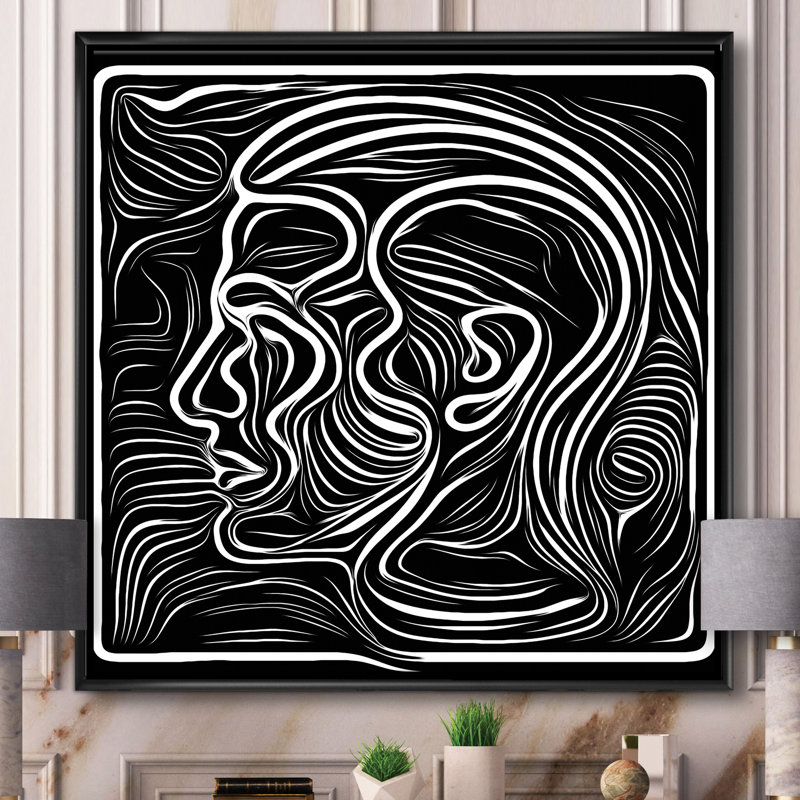 Portrait de sensibilisation noir et blanc II - reproduction sur toile, H 30 po x l 30 po x P 1 po, Toile avec cadre noir