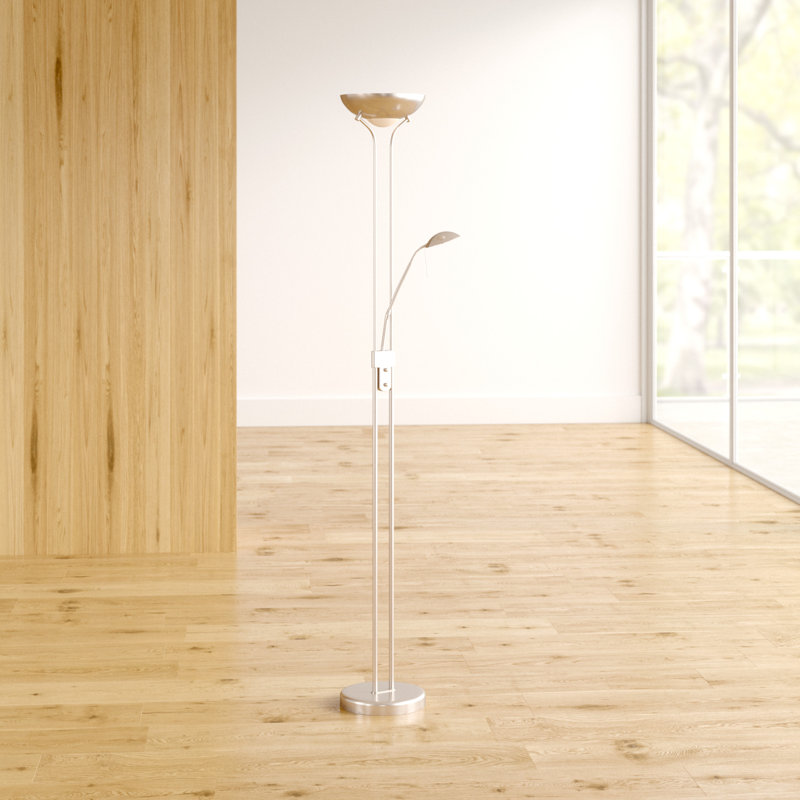 Valentin 180cm LED Torchiere Floor Lamp, Matt nickel, 1 x 16W LED, 18V + 1 x 4.5W LED, 9V