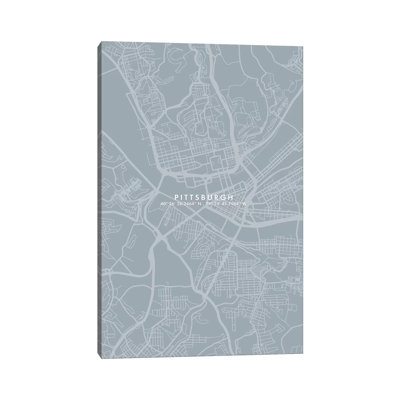 Pittsburgh City Map Simple Color - Print on Canvas