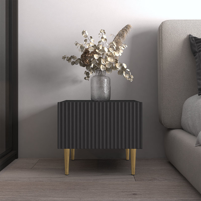 Ayan 15.7'' Tall 1 - Drawer Nightstand, Black