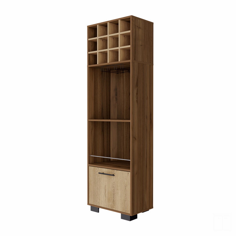12-Bottle 2-Shelf 1-Drawer Bar Cabinet