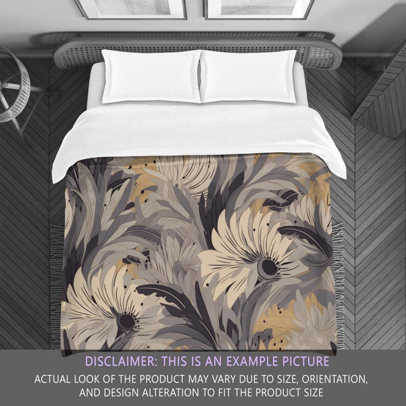 Machine Printed Comforter, Twin Comforter, Gray/Beige Floral