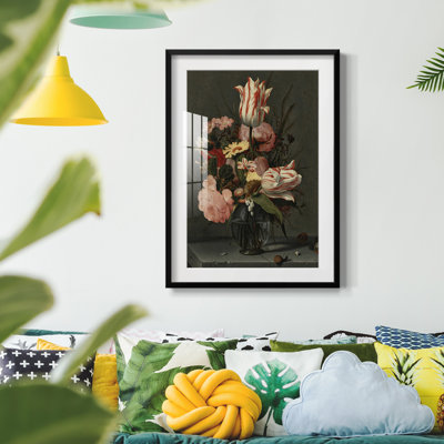 Motif floral rétro - impression encadrée