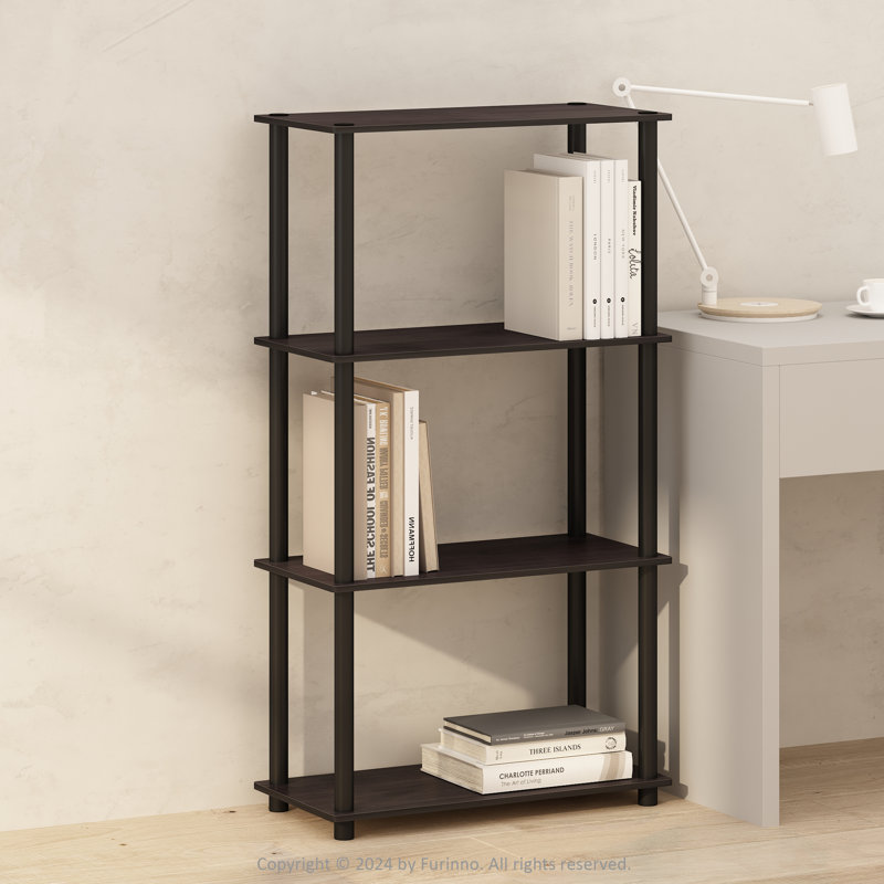 Creekside Plastic Etagere Bookcase, (4 Shelves) 43.3" H x 23.6" W x 11.6" D, Dark Walnut