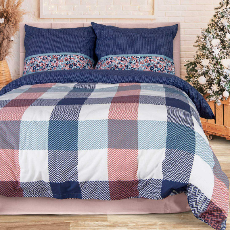 Cotton Gingham Duvet Cover Set with Pillow Shams