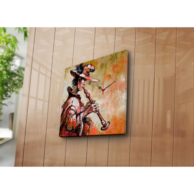 Horloge murale 17,7 po x 17,7 po Elegant Toile 100% suède avec cadre 100% bois (épaisseur: 1,2 po) | Décoration élégante pour le salon et le bureau, design intemporel et art fonctionnel