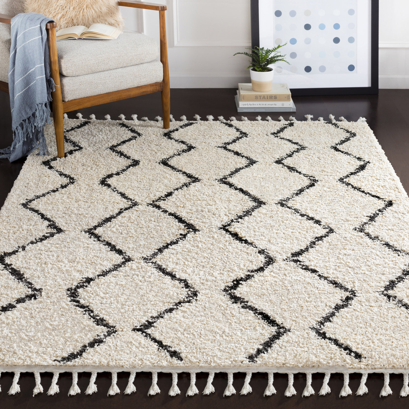 Mossy Charcoal/Light Beige Rug, Rectangle 7'10" x 10'3"