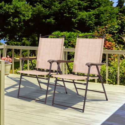 Set Of 2 Patio Folding Sling Back Camping Deck Chairs by Arlmont & Co.