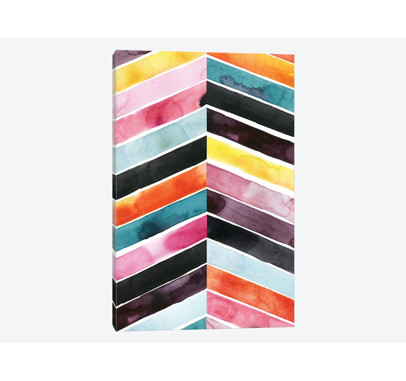 «Vivid Watercolor Chevron I» par Grace Popp - reproduction d'art sur toile tendue, H 12 po x l 8 po x P 0,75 po