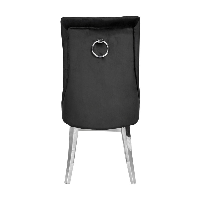Chaise de salle à manger Black Velvet Lilly (ensemble de 2) avec pieds chromés