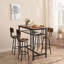 Ensemble de table de bar en bois aggloméré brun chaud 5 pièces 43,3 pouces avec 4 tabourets, ensemble de salle à manger de style pub compact pour la cuisine