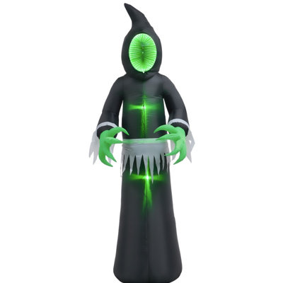 Miroir gonflable d'Halloween à visage fantôme - décoration lumineuse et imperméable à DEL pour la cour extérieure et la fête