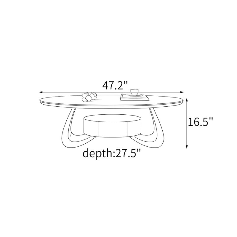 Table basse Turman, Doré, H 16,5 po x L 47,2 po x l 27,5 po
