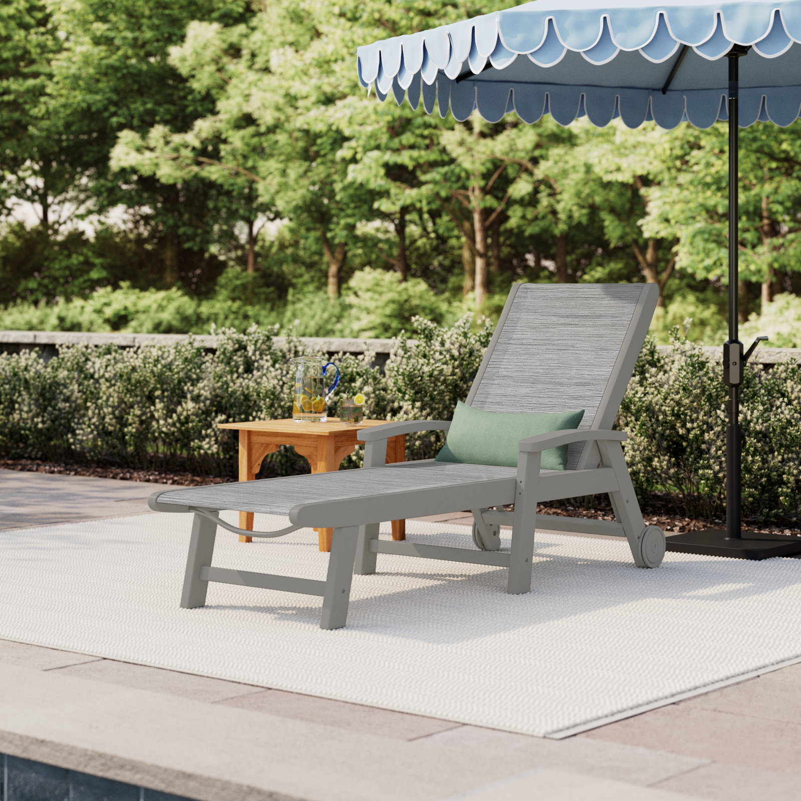 POLYWOOD Coastal Chaise with Wheels, Metallic, Slate Gray