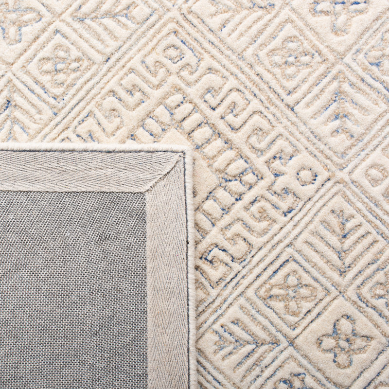 Tapis ivoire / beige en laine touffeté à la main Frederic, Carré 6 pi