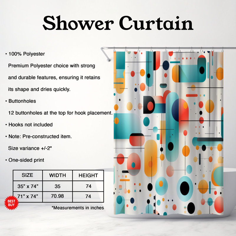 Rideau de douche Viorica, H 74 po x l 71 po