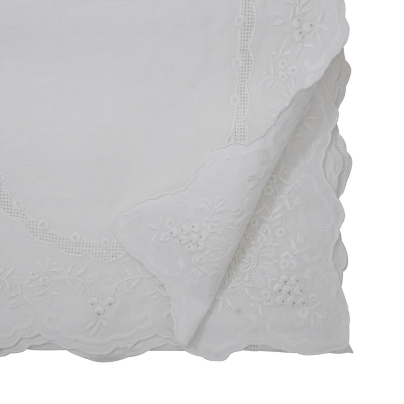 Chemin de table brodé en mélange de lin - Chemin de table décoratif non réversible pour table de salle à manger, 16 po x 90 po