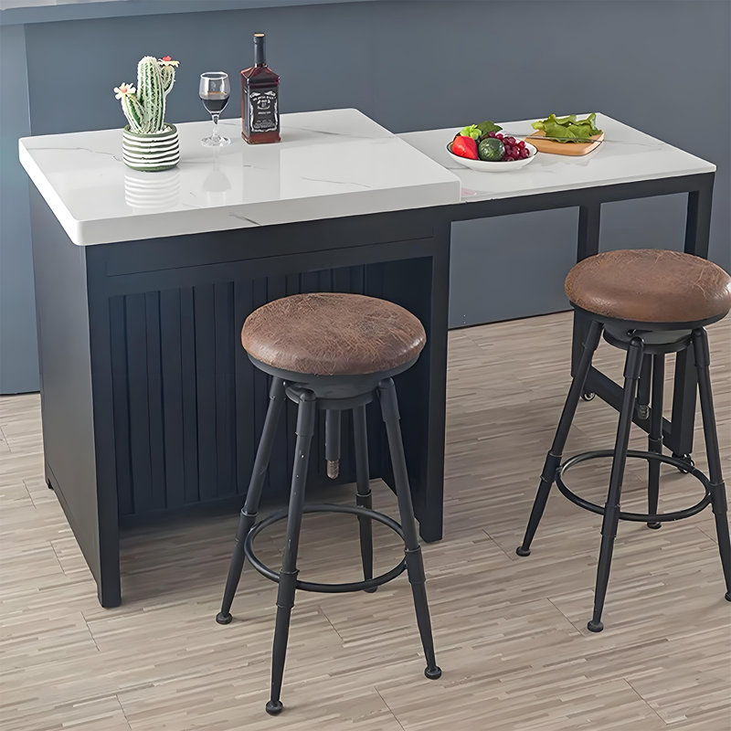 58.27"Open kitchen marble extendable island dining table