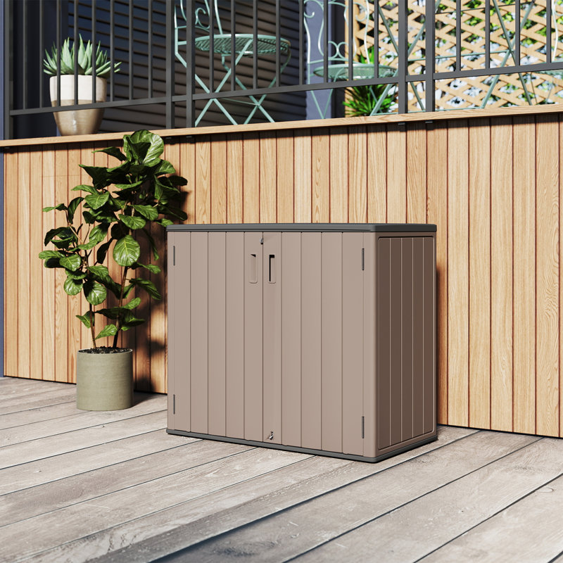 Yardgrace 280 Gallons Double-Door Vertical Resin Storage Cabinet With Floor, Brown