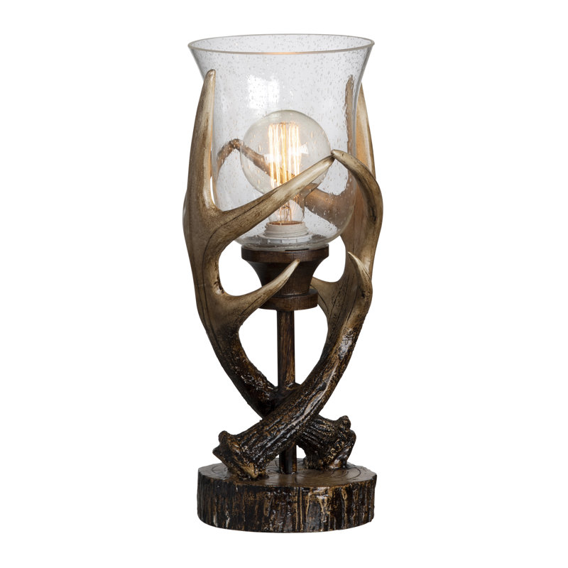 Lampe de table 17,5 "en résine avec abat-jour transparent