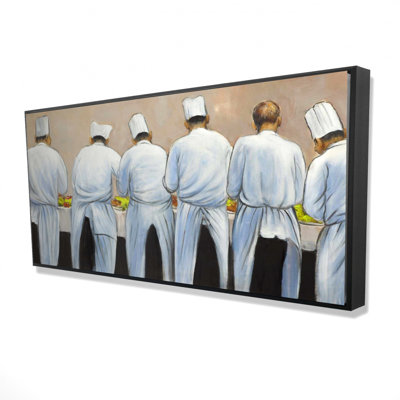 Cooks Chefs Working Together - Framed Canvas Home Decor