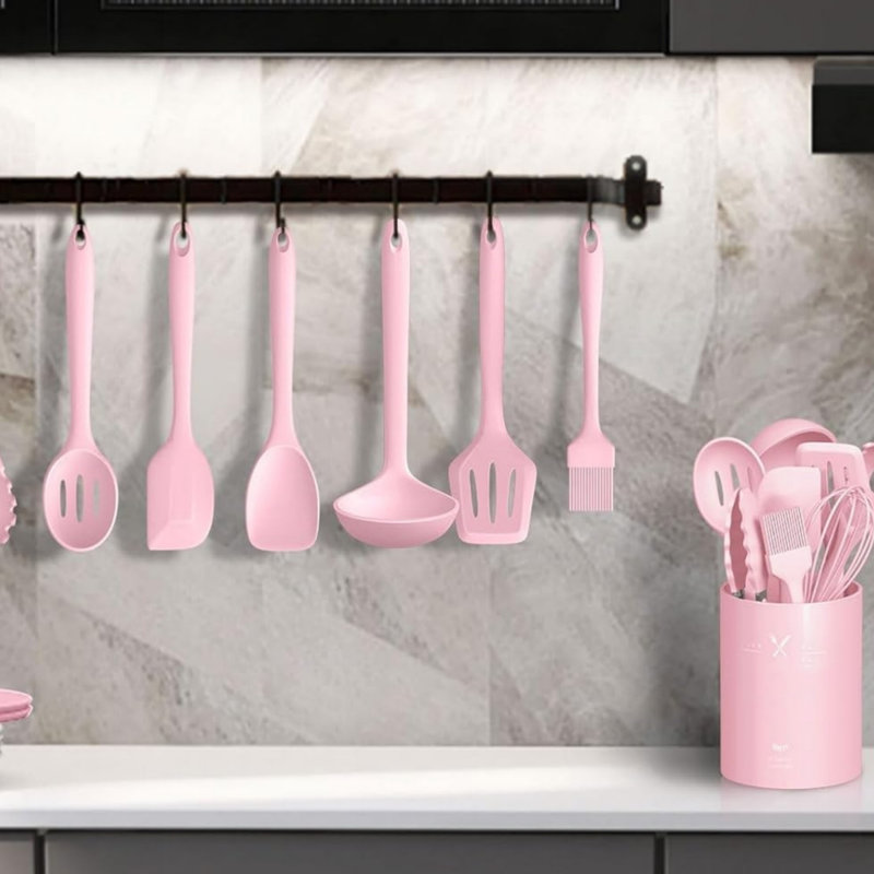 22 Pieces Kitchen Utensils with Cooking Utensils, with Heat Resistant Non-Stick Cooking, Pink