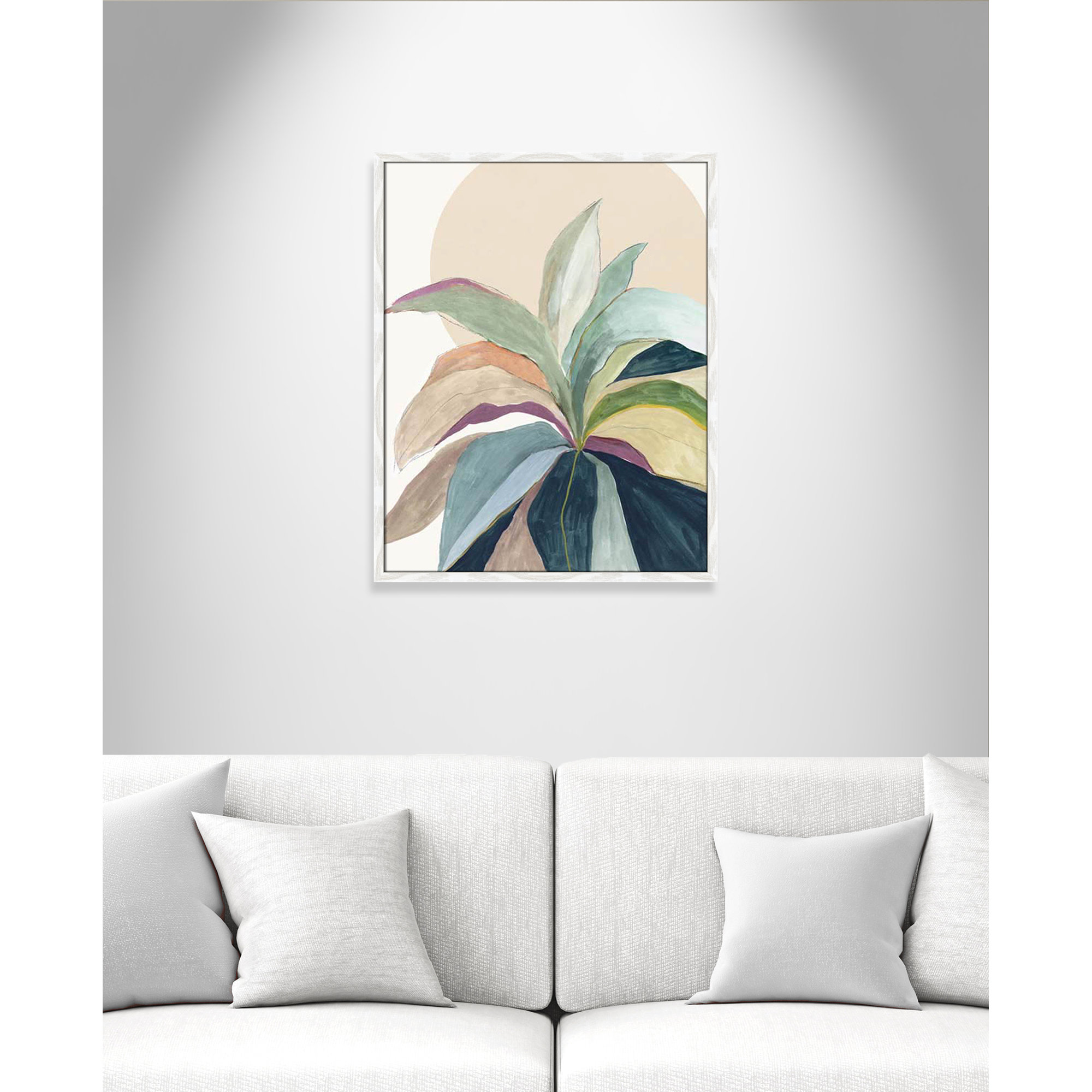 Sunny Bright Leaves II by Asia Jensen, 29.5" H x 23.5" W x 0.75" D, White Slim Unmatted Picture Framed