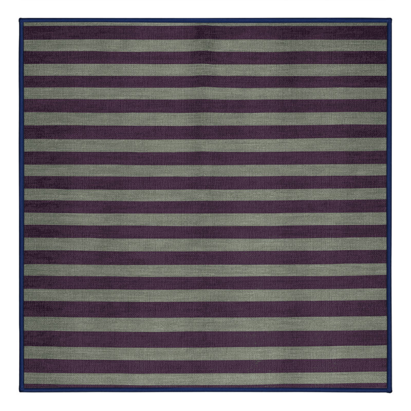Tapis mauve à rayures horizontales lavable à la machine, Carré 5 pi