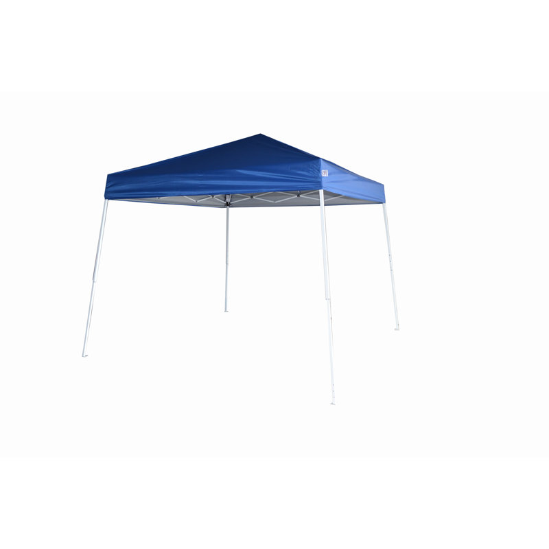10 Ft Blue Steel Pop-Up Canopy Tent with Waterproof Cover
