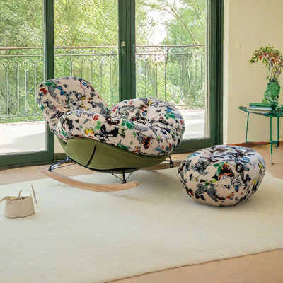 Modern Upholstered Rocking Chair with Ottoman