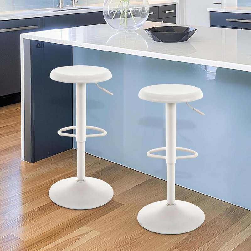Ensemble de 2 tabourets de bar, tabourets de bar pivotants à hauteur réglable, tabourets de bar Airlift en métal, chaises de bar à hauteur de comptoir sans dossier pour la cuisine, salle à manger, pub, café
