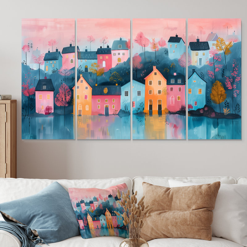 Scandinavian Nordic Style Homes In The City II - Ensemble de décorations murales scandinaves, H 32 po x l 64 po