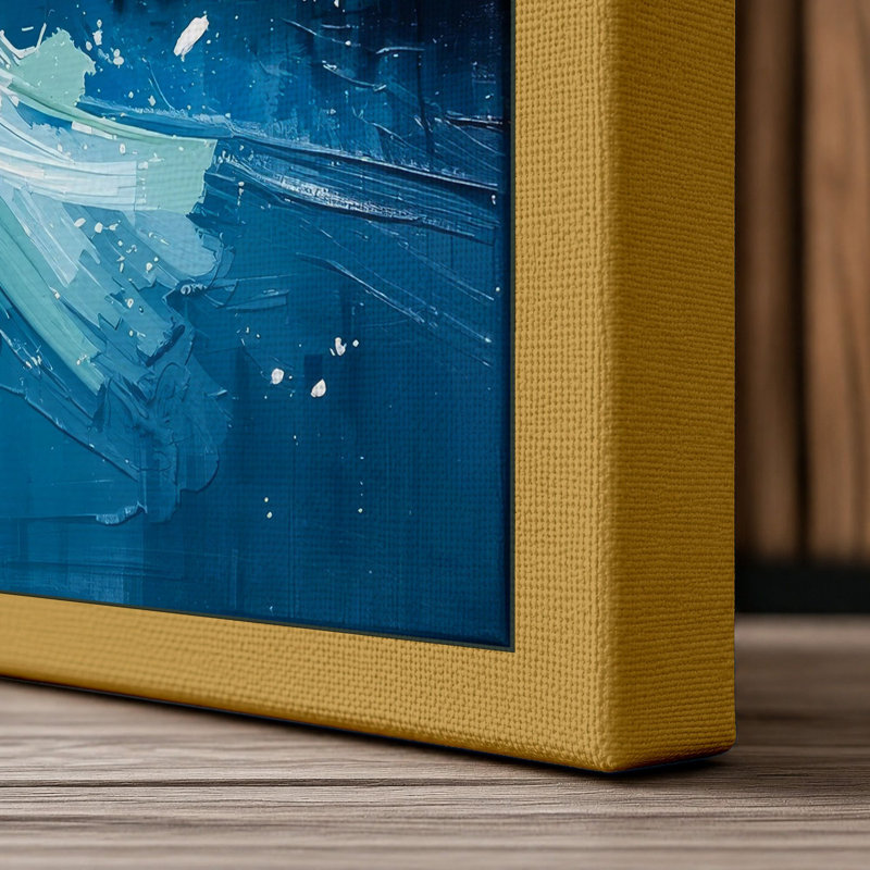 Turbulent Waters Coastal - Wrapped Canvas, 36x24 - 91.4 x 61.0 cm, Ochre Border