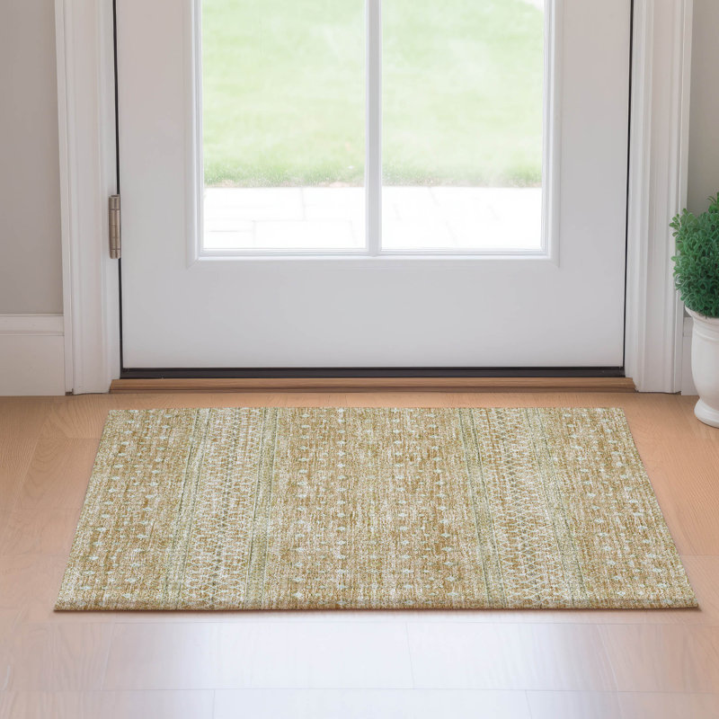 Premium Machine Washable Prisco Copper Rug, Rectangle 1'8" x 2'6"