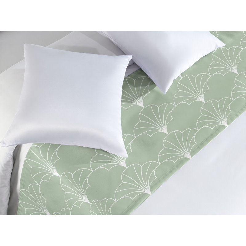  Chemin de lit en satin, Vert pâle / blanc, Très grand