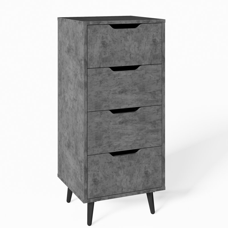 Modern Nightstand with 3 Drawers, Wooden Dresser with Metal Legs, Modern Bedroom Furniture, Bedside Table for Small Spaces, Storage End Side Table for Living Room, Dark Grey