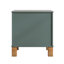 Table de chevet 2 tiroirs, rangement en bois de qualité supérieure avec design cannelé élégant, table de chevet à pieds en bois massif avec poignée en métal, grande table de chevet pour le salon de la chambre à coucher, bleu