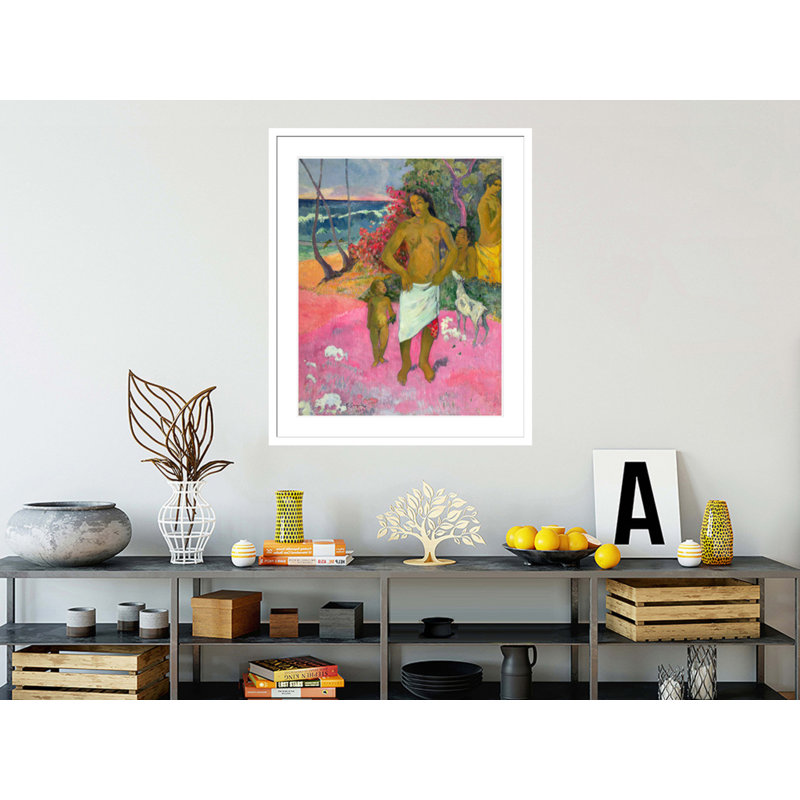 «A Walk by the Sea» par Paul Gauguin - Estampe numérique encadrée, H 40,4 po x l 33,5 po