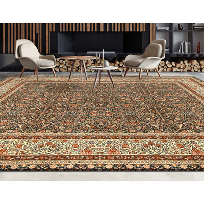 Tapis rectangulaire en laine noué à la main