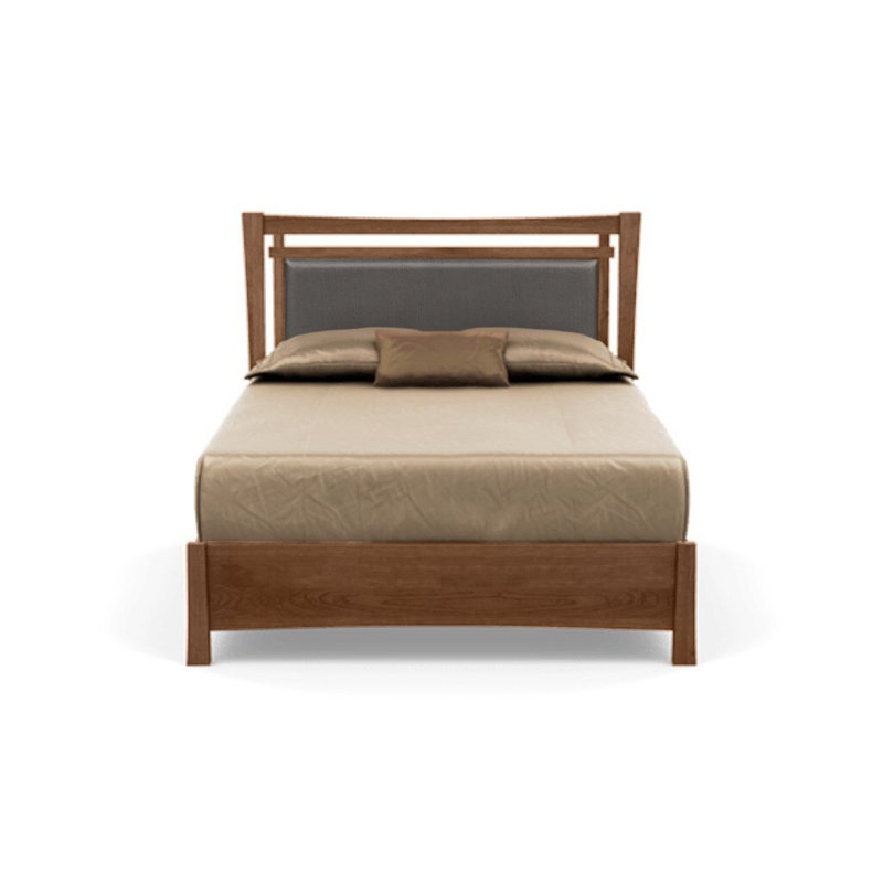 Monterey Upholstered Bed, California King, Ebony Leather, Saddle Cherry