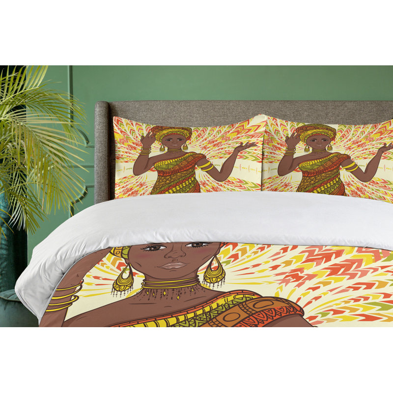 Queen Size African Geometric Print Duvet Cover Set