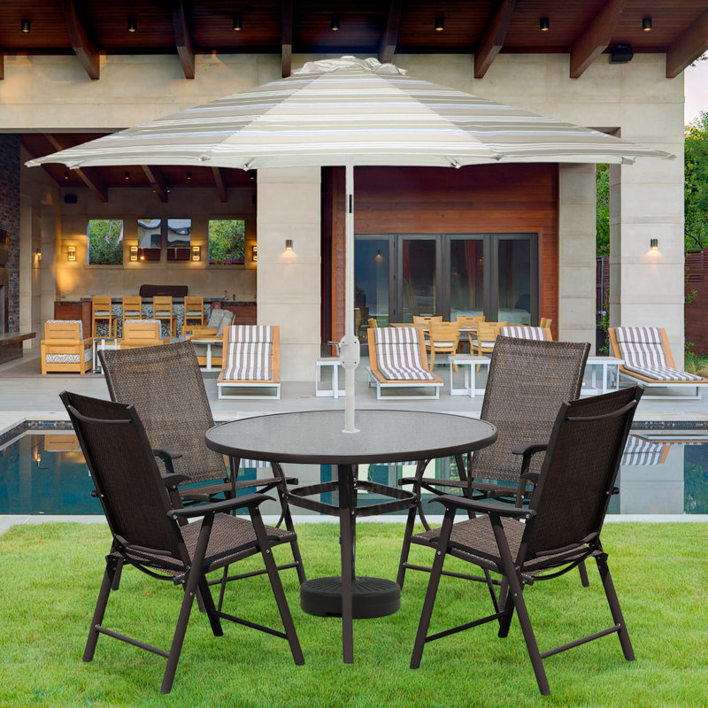 Ensemble de 4 chaises de patio pliantes Aoodor, Brun